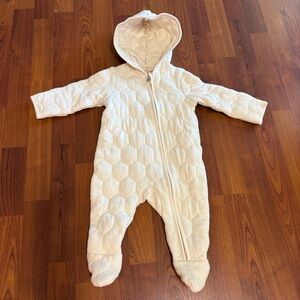 Burt's Bees Cream Quilted Hooded Baby lightweight bunting